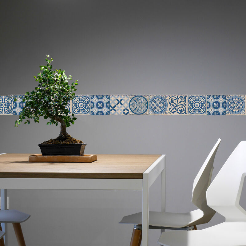 Frise Décorative Adhésive Motif Carreaux De Ciment Ancien - 5 Cm X 300 Cm, Fabriquée En France