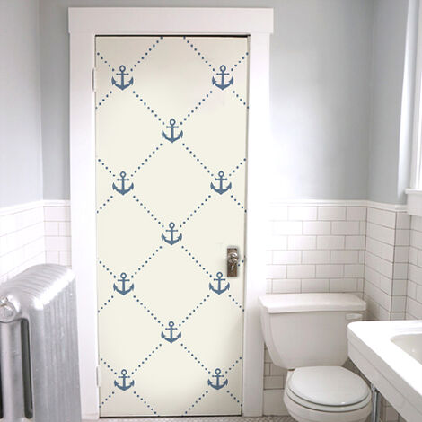 Sticker mural autocollant décoratif WSH, Ancres bleues, 204 cm X 83 cm (1/4)