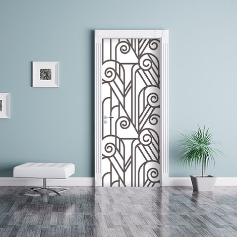 Sticker porte, Sticker autocollant vitrail blanc pour portes Wall Sweet  Home, 204 cm X 83 cm