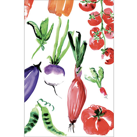 Sticker réfrigérateur et lave vaisselle, légumes aquarelle art frais déco, 75 cm X 49 cm (1/4)