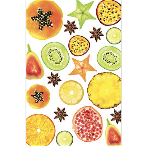 Sticker réfrigérateur et lave vaisselle, fruits exotiques saveur tropicale déco, 75 cm X 49 cm (1/4)