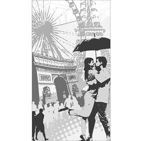 Sticker réfrigérateur et lave vaisselle, romance parisienne charme urbain amour éternel déco, 180 cm X 100 cm (1/4)