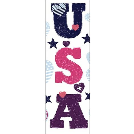 Sticker réfrigérateur et lave vaisselle, USA colorés coeurs et étoiles américain, 180 cm X 59,5 cm (1/3)