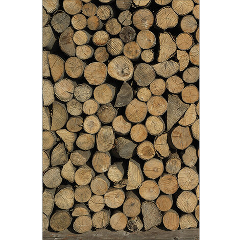 Sticker réfrigérateur et lave vaisselle, petites buches nature paisible déco, 75 cm X 49 cm (1/4)
