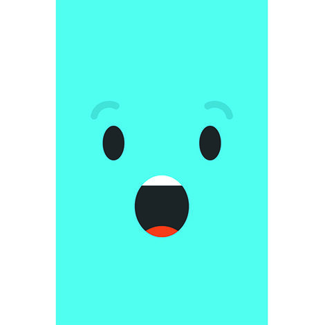 Sticker réfrigérateur et lave vaisselle, smiley surpris bleu étonnement déco, 75 cm X 49 cm (1/3)