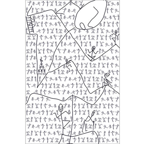 Sticker réfrigérateur et lave vaisselle, bonhommes créativité art enfantin déco, 75 cm X 49 cm (1/4)