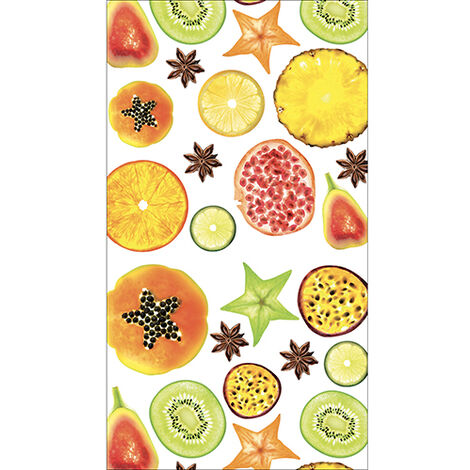 Sticker réfrigérateur et lave vaisselle, Fruits exotiques découpés, été, voyage, 180 cm X 100 cm (1/4)