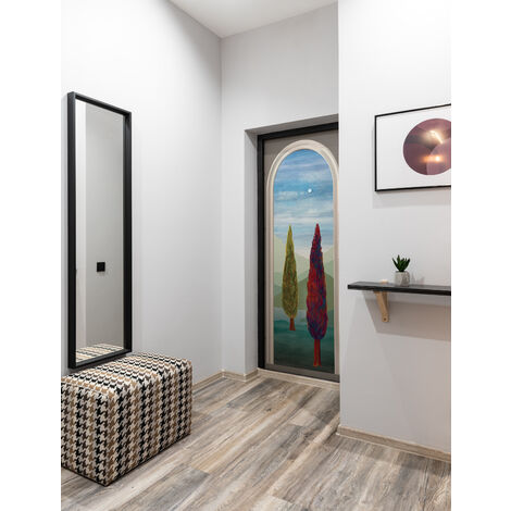 Grand Décor Panoramique Découpé, boiserie en trompe l'oeil avec vue sur la campagne italienne, 204 cm X 83 cm (1/5)