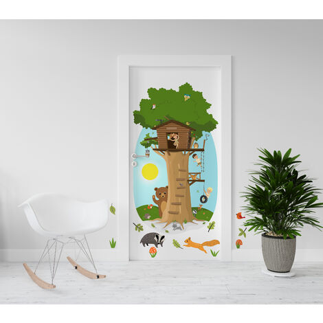 Grand Décor Panoramique Découpé, enfant dans une cabane de rêve, 146,5 cm X 83 cm (1/5)