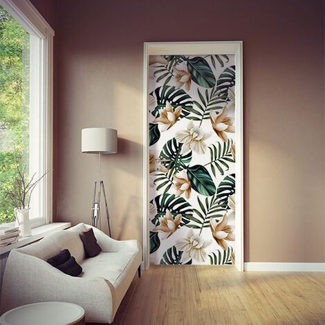 Sticker Porte Imitation Bois 2 Volets - 204x63 Cm, Décoration Intérieure, Facile à Poser