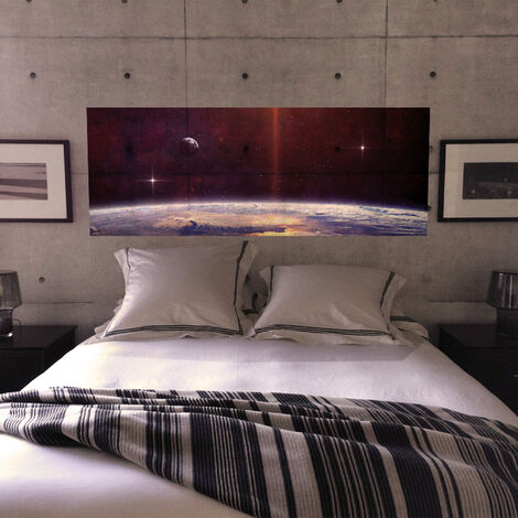 Sticker tête de lit, décorer sa chambre, la tête dans les étoile, planète, ado, 60 cm X 160 cm
