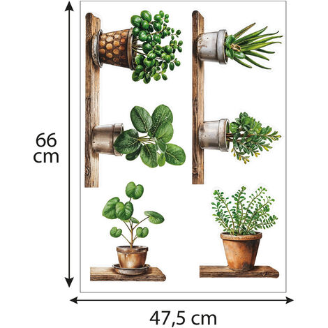 WGCHAIE 3D Plantes Stickers Muraux, Stickers Muraux Autoportants Plante Verte, Plantes Suspendues Sticker Mural, Pour Chambre à Coucher, Salon, Bureau, Cuisine