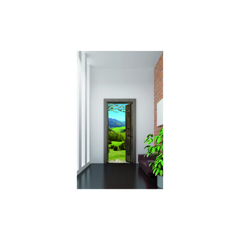 Sticker porte, vue sur les alpages verts en été magnifique, 204 cm X 73 cm