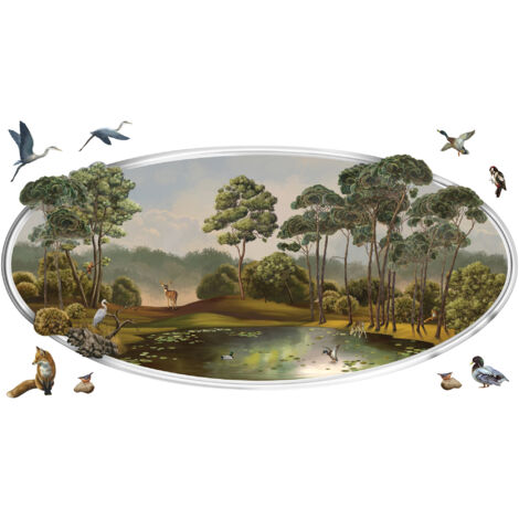 Grand Décor Panoramique Découpé, regard sur le Lac avec moulures magnifiques (1/5)