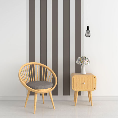 Papier peint panoramique, rayure taupe vintage, tendance, 250 cm X 150 cm (1/5)