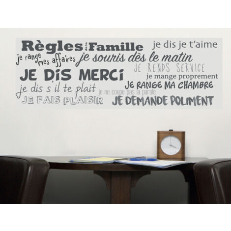 Sticker décoratif, phrases sur les règles de la famille, 68 cm X 24 cm (1/5)