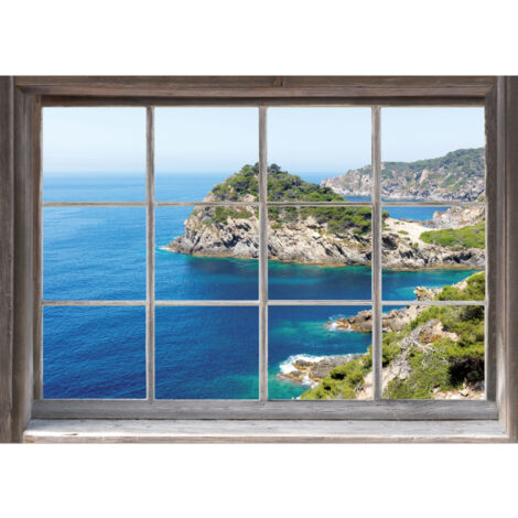 Sticker Mural Trompe-l'œil – Fenêtre Vue Sur Mer – Déco Adhesive