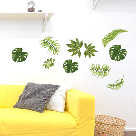 Sticker décoratif, illustration de feuilles tropicales vertes, 68 cm X 48 cm (1/5)