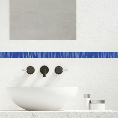 Frise décorative adhésive, petits traits, dessinés, bleu roi, 5 cm X 300 cm (1/5)