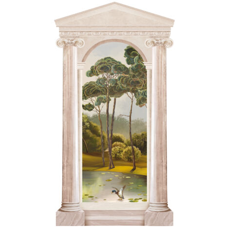 Grand Décor Panoramique Découpé, arche antique lac, forêt, canard, nature (1/5)