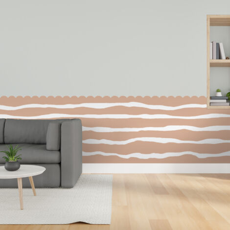 Papier peint découpé préencollé, soubassement, festonné, beige, vagues, raccordable, 83 cm X 195 cm (1/5)
