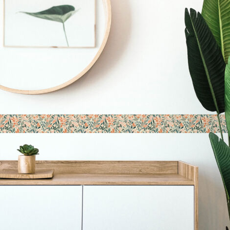 Frise Décorative Adhésive, Motif Africain Rouge, Sur Fond Jaune, Tendance, Exotique, 9 Cm X 300 Cm 93058819