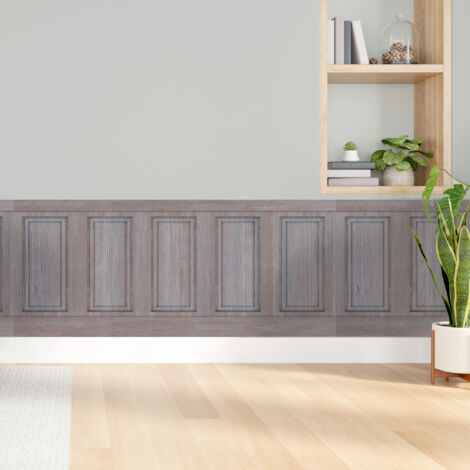 Papier peint découpé préencollé, soubassement, bois gris, boiserie murale, raccordable, 83 cm X 195 cm (1/5)