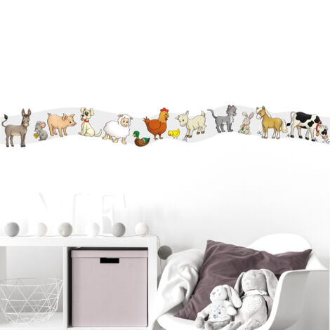 Frise décorative adhésive, animaux de la ferme, enfant, 9 cm X 300 cm (1/5)