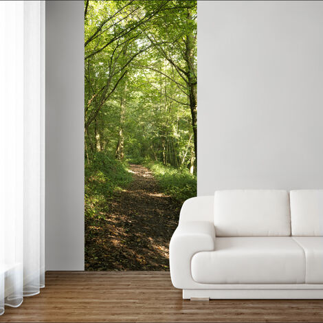 Papier peint intissé 250 cm X 96 cm, Forêt, Chemin, Promenade Panoramique - Photo Nature pour Décoration Murale (1/2)