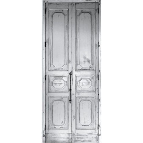 Autocollant Porte 3D Effet Bois Rustique - Sticker Trompe-l'oeil 80x210 Cm Auto-adhésif - Décoration Murale