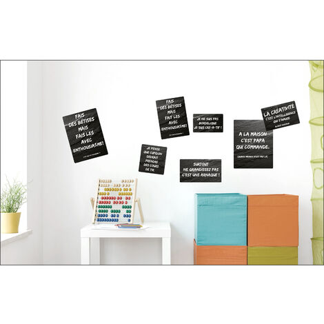 Sticker autocollant décoratif Albert Einstein, 6 cadres ardoises, citations créatives, 68 cm X 24 cm. (1/2)