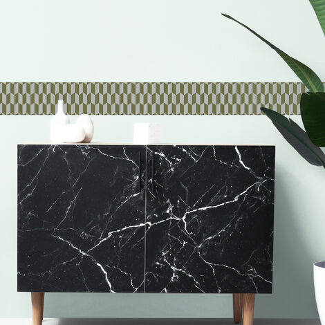 Frise adhésive autocollante Bjerkvik Olive, 15 cm X 300 cm, décorative, style graphique losange vertical. (1/2)