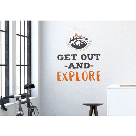 Sticker Autocollant Montagne Aventure Citation Anglaise 68x24cm, Décoratif pour Murs et Autres Surfaces. (1/2)