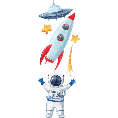 Bavoir Bébé Planetee - Motif 'Bêtises Avec Cousin Astronaute Fusée' - Coton Bio, Bande Auto-agrippante, Imprimé En France