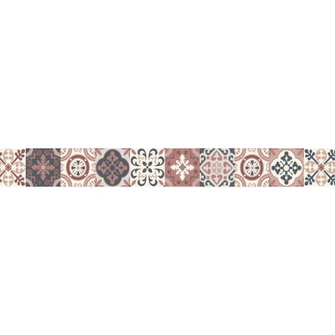 Frise adhésive autocollante 10 cm X 300 cm, style ancien borgatella tomette carreaux de ciment, décorative et pratique pour votre intérieur.
