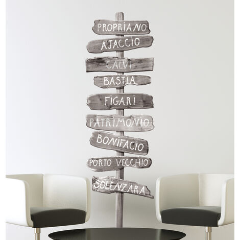 Sticker Adhésif Trompe l'oeil Photo Réaliste, Panneau Directionnel Espagnol Gris, 50 cm X 171 cm, Décoration Murale. (1/2)