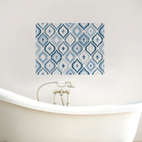 Sticker adhésif 15x15 cm, x12, motif géométrique et imitation mozaïque, pour homestaging, goutte d'eau. (1/4)