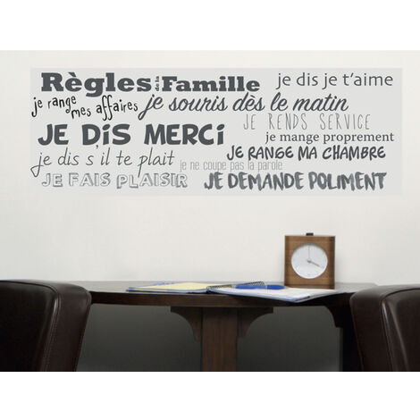 Sticker mural famille, décoratif avec phrases sur les règles, 68 cm X 24 cm - Décorez votre maison avec ce produit unique et original (1/2)