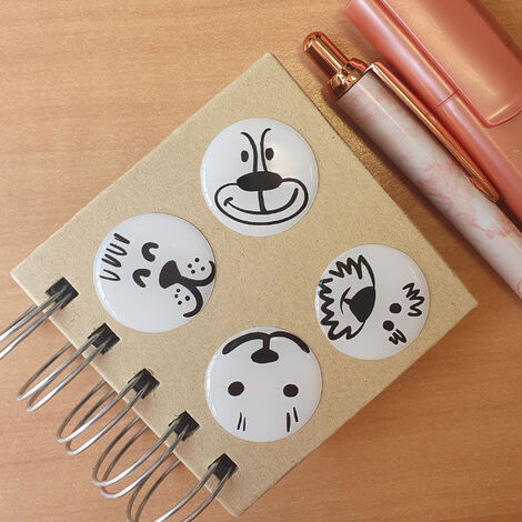 Sticker adhésif 10 pièces 15x4,5 cm, animaux rigolots, traits noirs sur fond blanc, pour homestaging déco. (1/2)