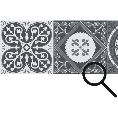 Frise adhésive autocollante 10 cm X 300 cm, carrelage imitation carreaux de ciment gris décoratif.