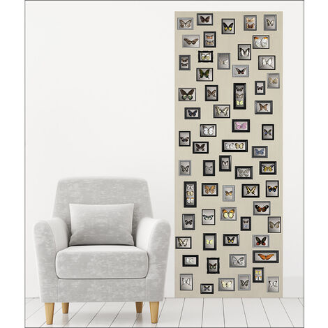 Papier peint intissé 3D trompe l'oeil, collection de papillons multicolores, 94 cm X 250 cm, décor unique et magnifique, garanti. (1/2)