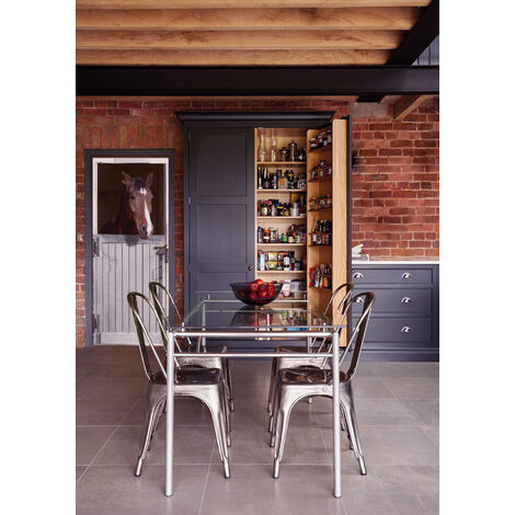 Sticker mural Cheval blanc 83x204cm - Décoration porte intérieure avec box en bois, sortant de son box (1/5)