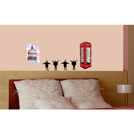 Lot de 2 Stickers Autocollants Décoratifs 34 cm X 48 cm, Citation So British, Cabine Téléphonique Typique. (1/3)