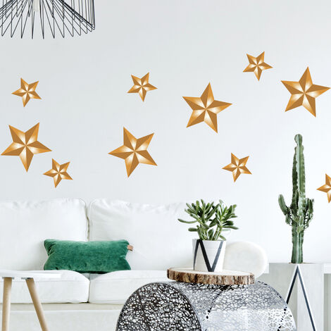 Sticker Autocollant Noël Étoiles Dorées 24x68cm - Déco Salon Fête de Fin d'Année, Joyeux Noël, Décoration Intérieure Maison. (1/5)