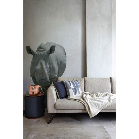 Sticker autocollant décoratif Rhinocéros, photo réaliste, 59 cm X 95 cm, déco pour amoureux des animaux, décoration murale unique. (1/4)