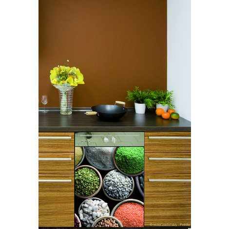 Sticker Lave-Vaisselle Décoratif 59x70cm - Motif Bols Légumes Sec, Lentilles, Haricots, Pois Chiches, Riz. (1/3)