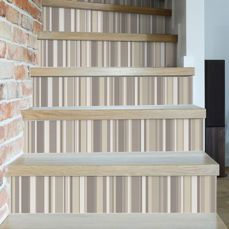 Contremarche adhésive autocollante Beige, 3 rayures différentes, 19,5 cm X 100 cm, Largeurs variées, 19,5 cm X 100 cm. (1/5)