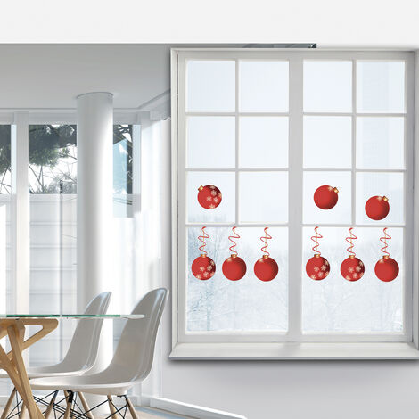 5 Stickers Pour Fenêtre Boules De Noël - Stickers Muraux Blancs Style Classique Pour Fenêtre De Noël Par Stickers4 - France