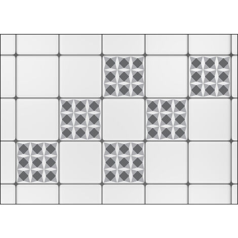 Sticker carrelage adhésif gris x6, 15x15 cm - Autocollants décoratifs effet transparence pour carrelage mural et sol