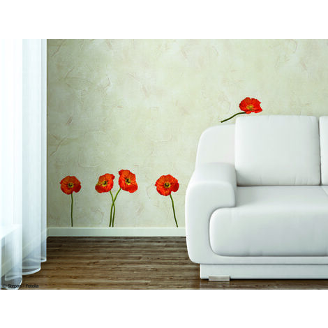 Sticker autocollant décoratif 2 fleurs de pavot 11 cm X 11 cm, décoration murale, décoration intérieure, décoration chambre, décoration maison. (1/3)